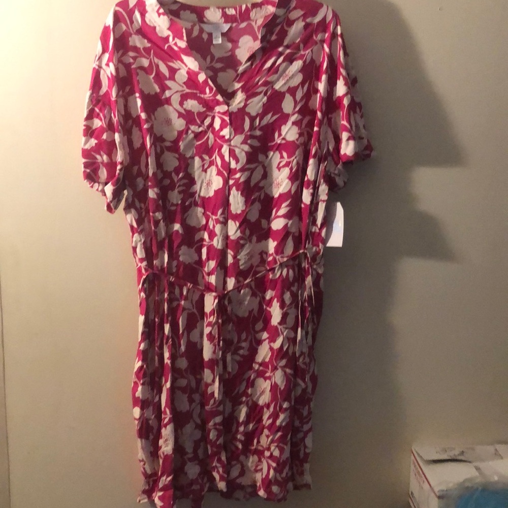 Time in true short sleeve shift dress pink sz lg